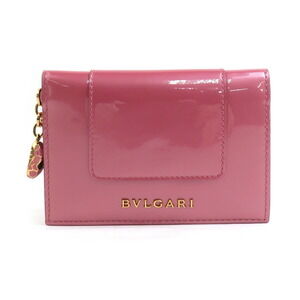 BVLGARI Serpenti Business Card Case in Patent Leather with Metallic Pink and ...